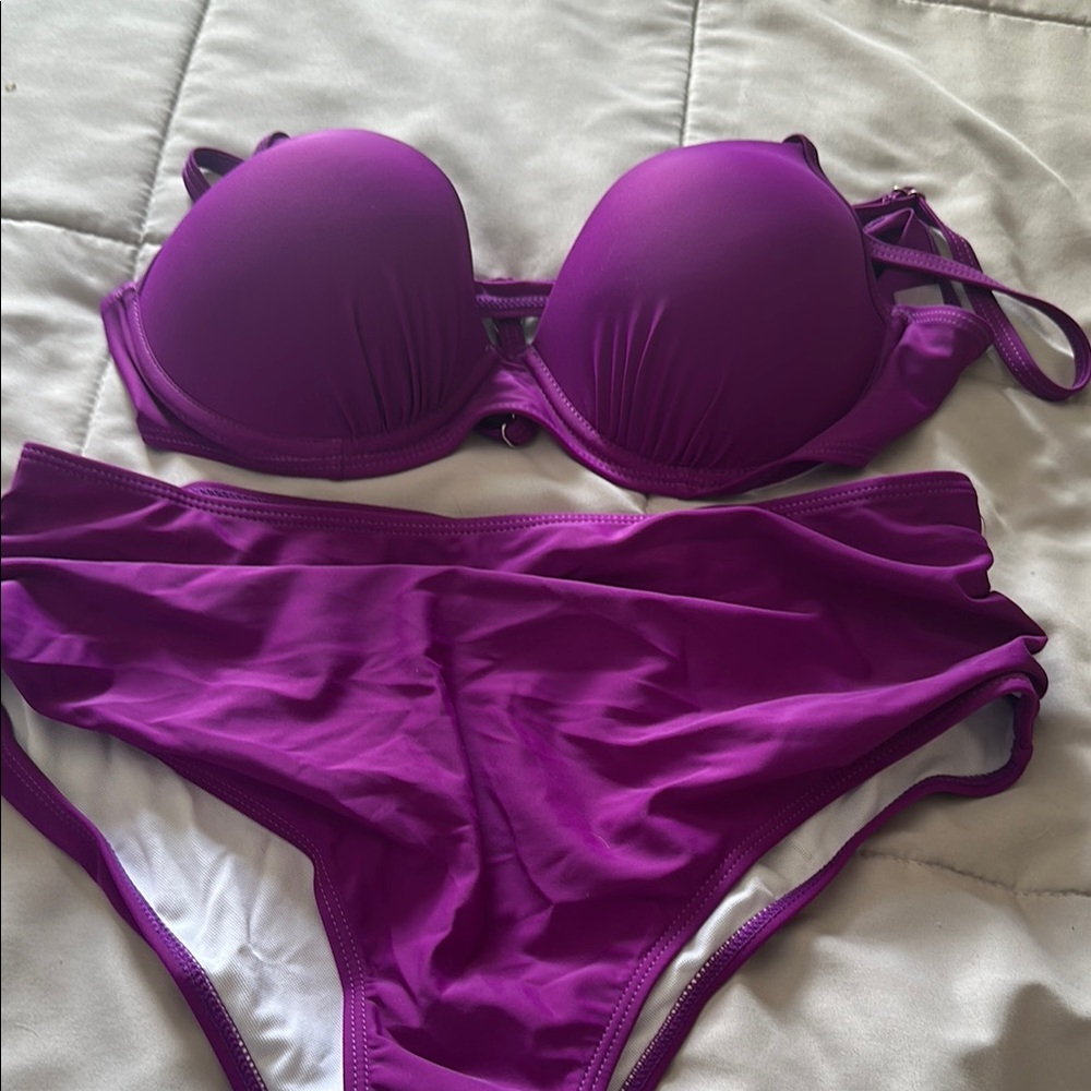 SHEIN Purple Bikini Set with Adjustable Straps
